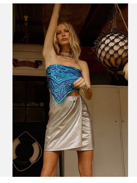 Chasing Unicorns Dresses & Skirts - Chasing Unicorns La Isla Bonita Leather Wrap Skirt, Silver Small